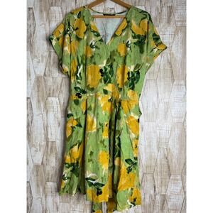 Simply Vera Vera Wang‎ Floral Wrap Dress XL Short Safari Sleeve Rayon
